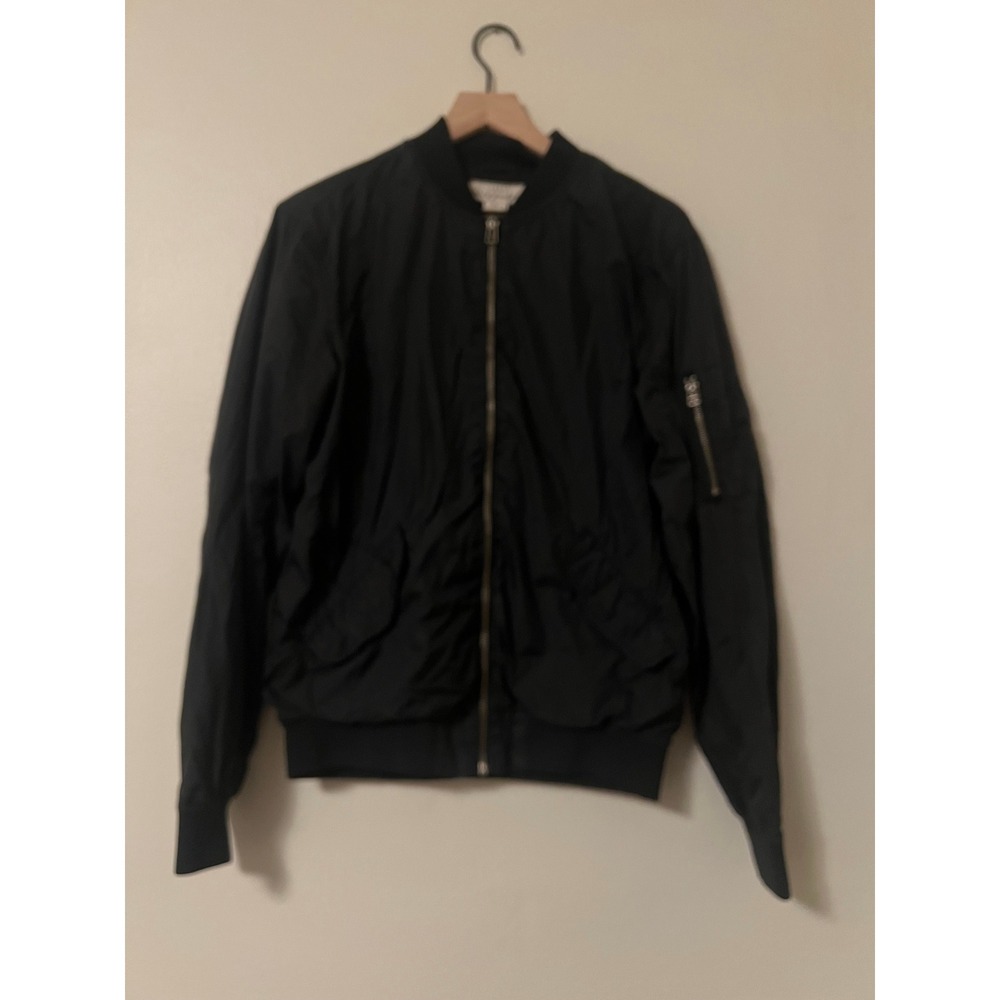 HM LOGG Mens Black Bomber Jacket Full Zip Utility Pocket Lightweight Size Medium